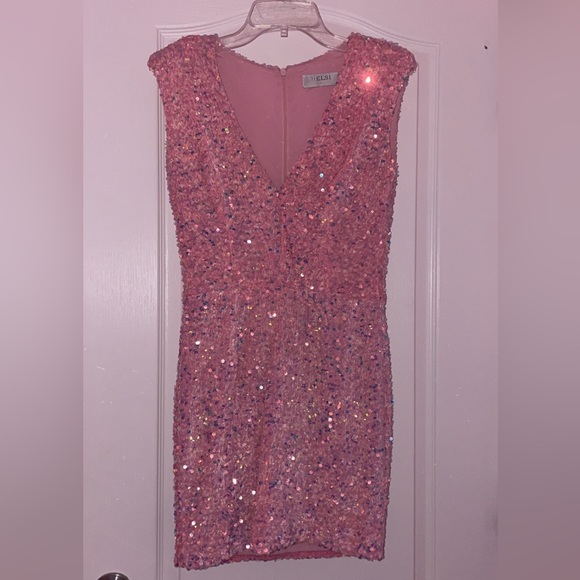 Pink Sequins Mini Dress - Picture 1 of 3